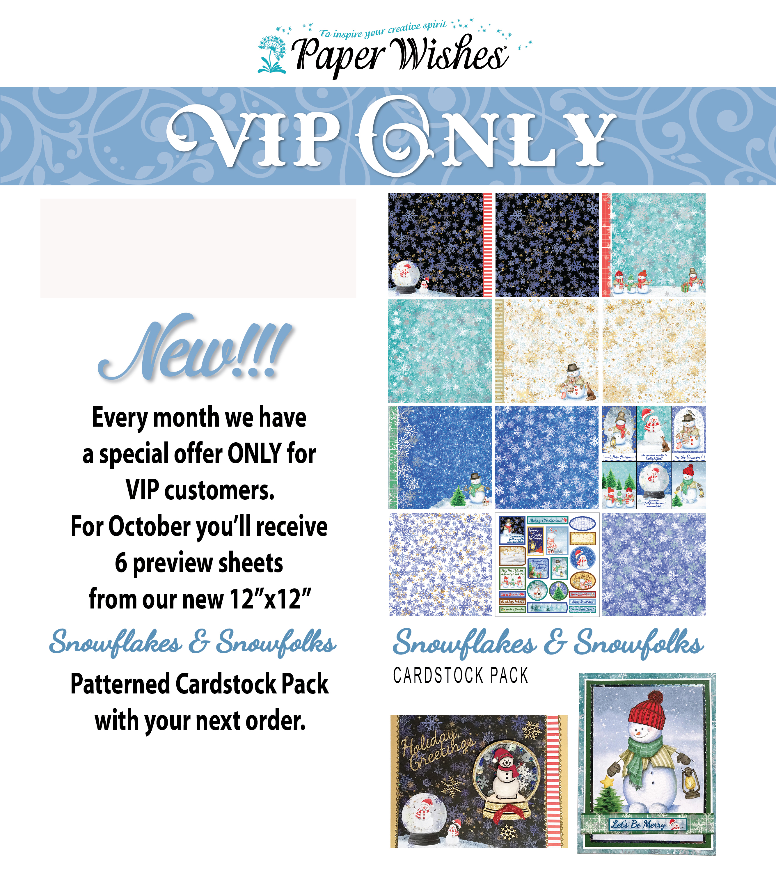 Snowflakes & Snowfolks 12x12 Patterned - October VIP